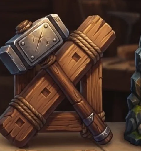 Smith's hammer crossed over timber beams